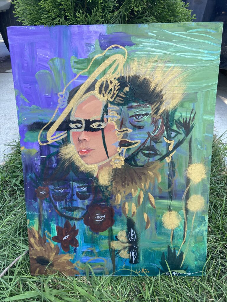 Abstract paining with hidden faces.